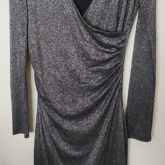 Ted Baker London metallic ruched midi cocktail party dress, date night, evening - Picture 4 of 10